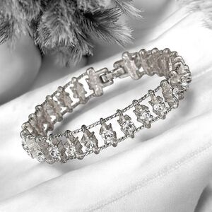 Timeless Classic Aged Silver Tone Rhinestone Bracelet